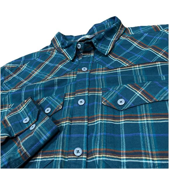 Stio Shirt Men XXL Junction Midweight Flannel Plaid Button Up Pocket Blue - Picture 1 of 8